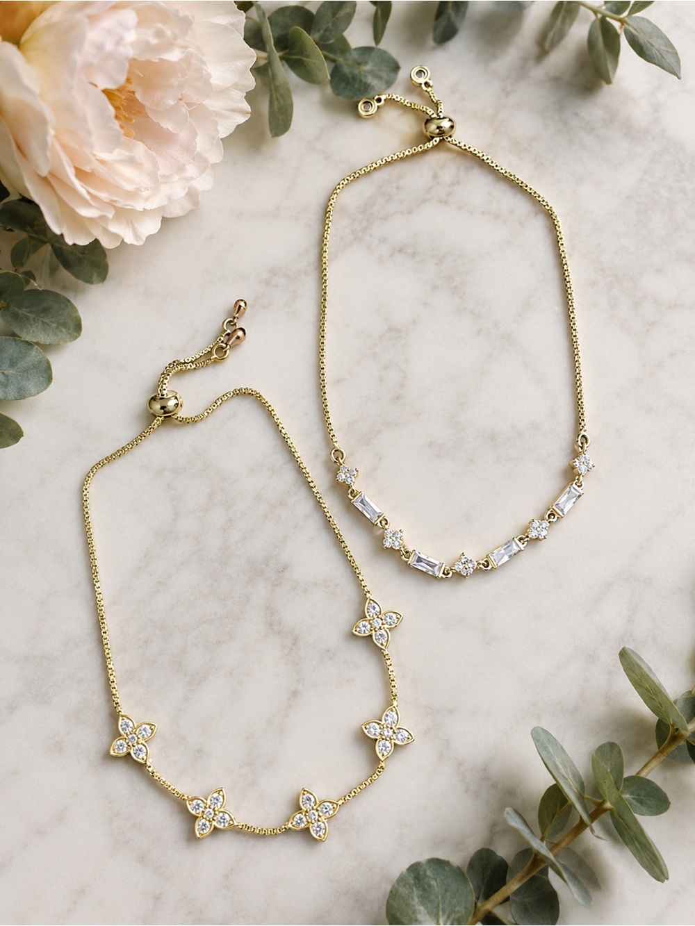 Gold Floral Crystal Bracelet - Women Jewelry Bracelets